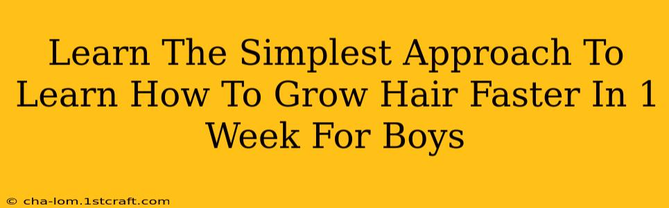 Learn The Simplest Approach To Learn How To Grow Hair Faster In 1 Week For Boys