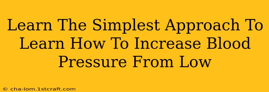 Learn The Simplest Approach To Learn How To Increase Blood Pressure From Low