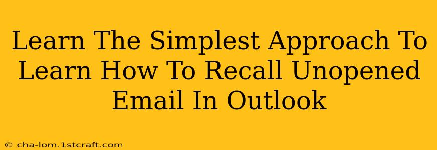 Learn The Simplest Approach To Learn How To Recall Unopened Email In Outlook