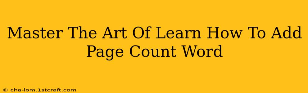 Master The Art Of Learn How To Add Page Count Word