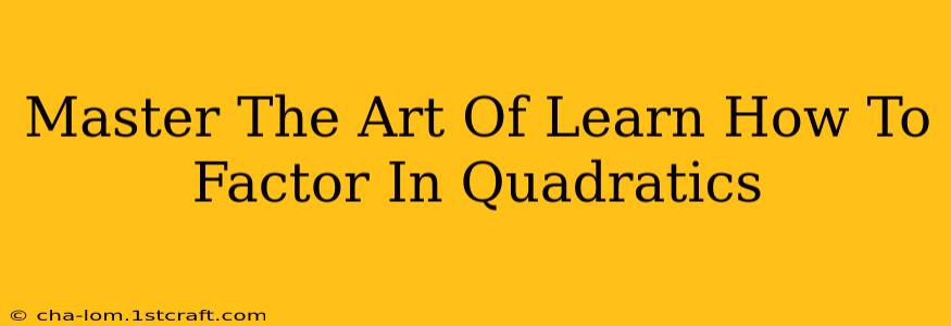 Master The Art Of Learn How To Factor In Quadratics