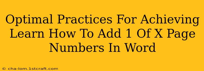 Optimal Practices For Achieving Learn How To Add 1 Of X Page Numbers In Word