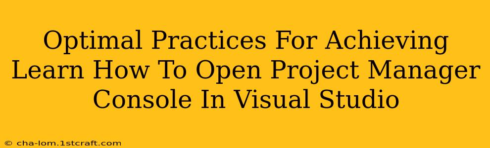 Optimal Practices For Achieving Learn How To Open Project Manager Console In Visual Studio