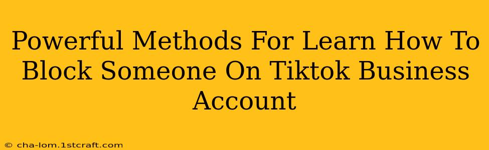 Powerful Methods For Learn How To Block Someone On Tiktok Business Account