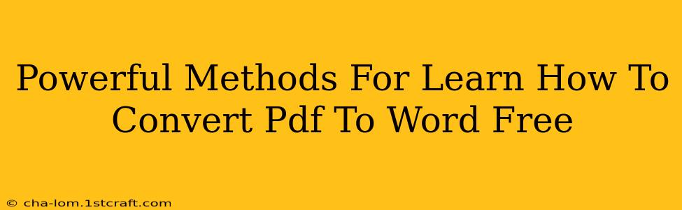 Powerful Methods For Learn How To Convert Pdf To Word Free