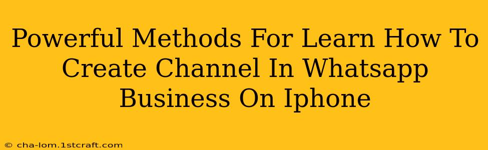 Powerful Methods For Learn How To Create Channel In Whatsapp Business On Iphone