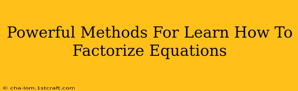 Powerful Methods For Learn How To Factorize Equations