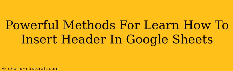 Powerful Methods For Learn How To Insert Header In Google Sheets