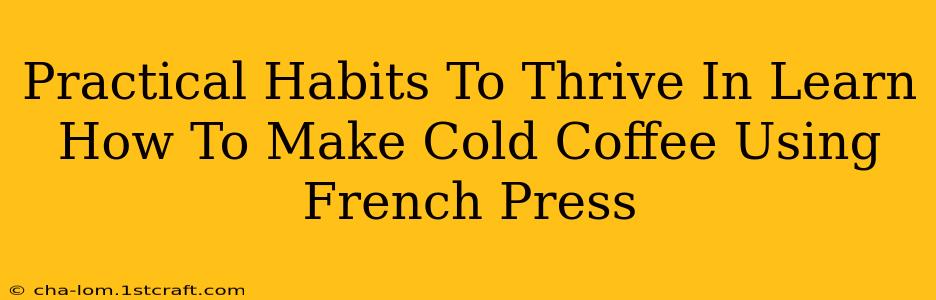 Practical Habits To Thrive In Learn How To Make Cold Coffee Using French Press