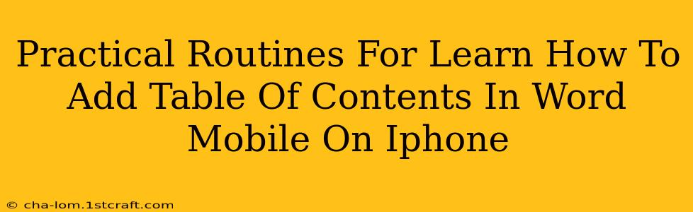 Practical Routines For Learn How To Add Table Of Contents In Word Mobile On Iphone