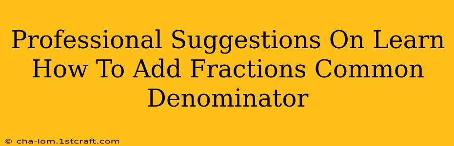 Professional Suggestions On Learn How To Add Fractions Common Denominator