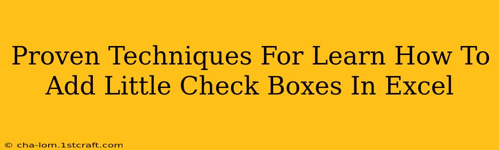 Proven Techniques For Learn How To Add Little Check Boxes In Excel