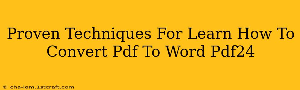 Proven Techniques For Learn How To Convert Pdf To Word Pdf24