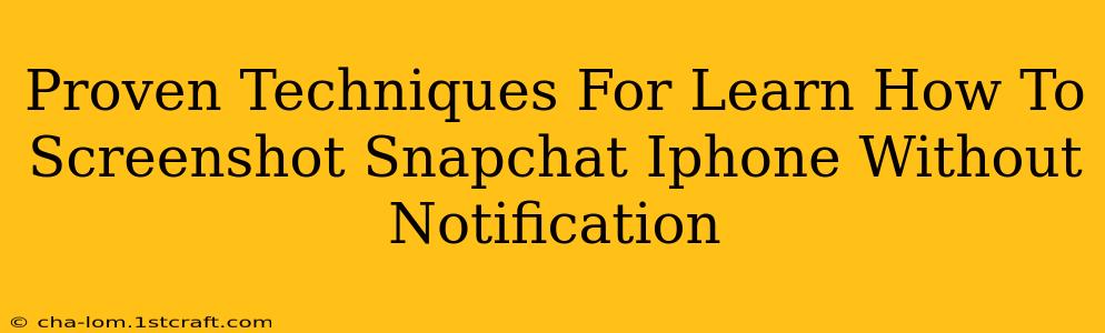 Proven Techniques For Learn How To Screenshot Snapchat Iphone Without Notification