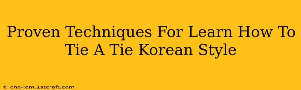 Proven Techniques For Learn How To Tie A Tie Korean Style