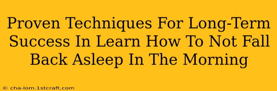 Proven Techniques For Long-Term Success In Learn How To Not Fall Back Asleep In The Morning