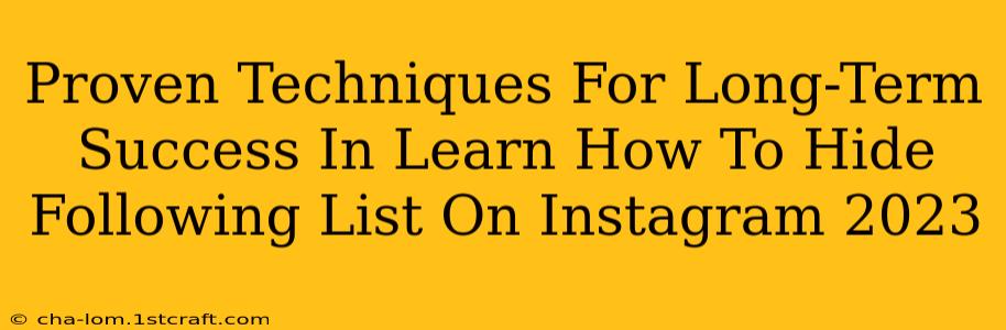 Proven Techniques For Long-Term Success In Learn How To Hide Following List On Instagram 2023