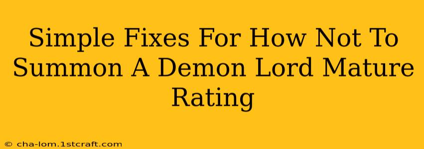 Simple Fixes For How Not To Summon A Demon Lord Mature Rating