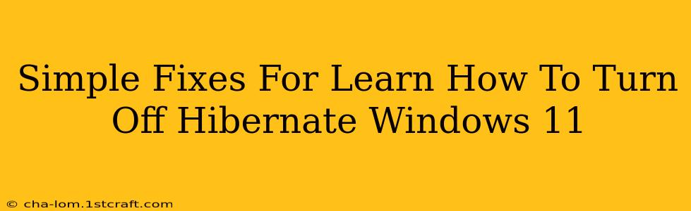 Simple Fixes For Learn How To Turn Off Hibernate Windows 11