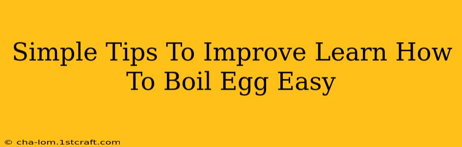 Simple Tips To Improve Learn How To Boil Egg Easy