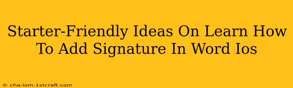 Starter-Friendly Ideas On Learn How To Add Signature In Word Ios