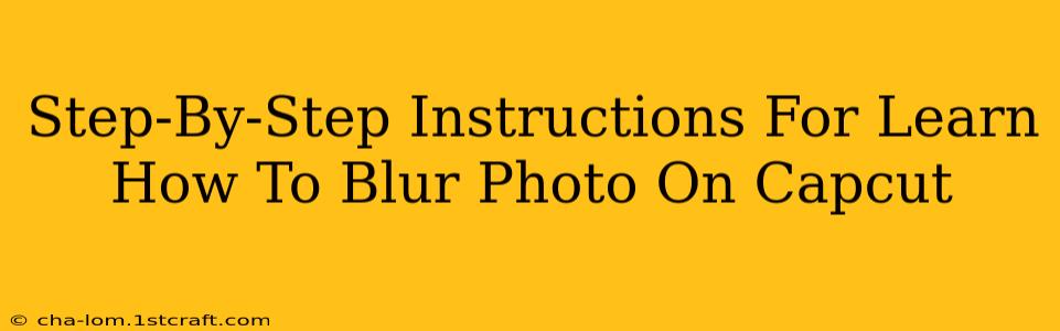 Step-By-Step Instructions For Learn How To Blur Photo On Capcut