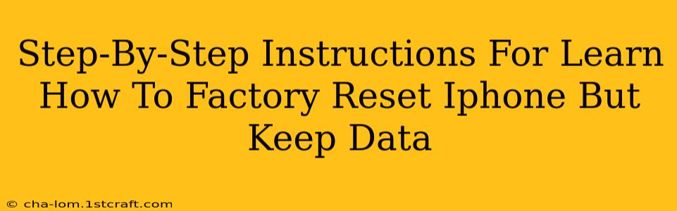 Step-By-Step Instructions For Learn How To Factory Reset Iphone But Keep Data