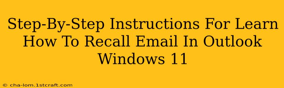 Step-By-Step Instructions For Learn How To Recall Email In Outlook Windows 11