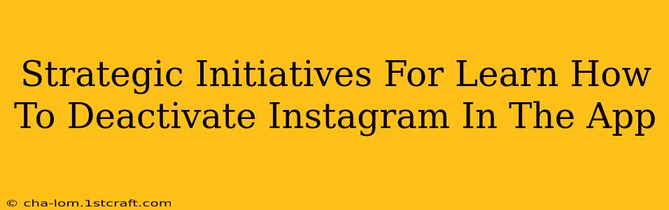 Strategic Initiatives For Learn How To Deactivate Instagram In The App