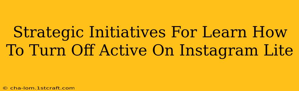 Strategic Initiatives For Learn How To Turn Off Active On Instagram Lite