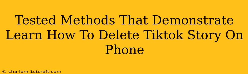 Tested Methods That Demonstrate Learn How To Delete Tiktok Story On Phone