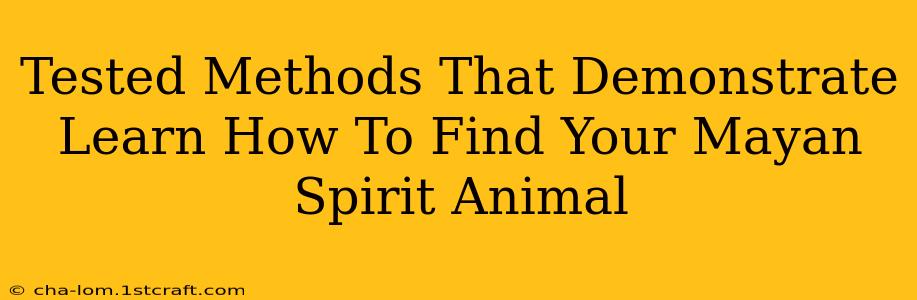 Tested Methods That Demonstrate Learn How To Find Your Mayan Spirit Animal