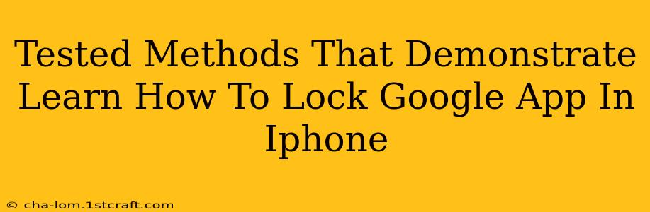 Tested Methods That Demonstrate Learn How To Lock Google App In Iphone