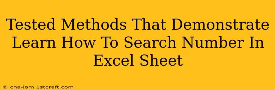 Tested Methods That Demonstrate Learn How To Search Number In Excel Sheet