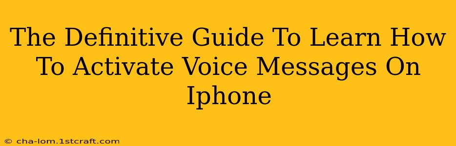 The Definitive Guide To Learn How To Activate Voice Messages On Iphone