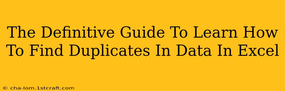 The Definitive Guide To Learn How To Find Duplicates In Data In Excel