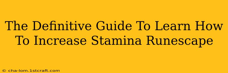 The Definitive Guide To Learn How To Increase Stamina Runescape