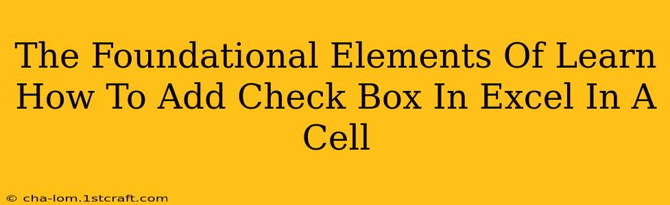 The Foundational Elements Of Learn How To Add Check Box In Excel In A Cell