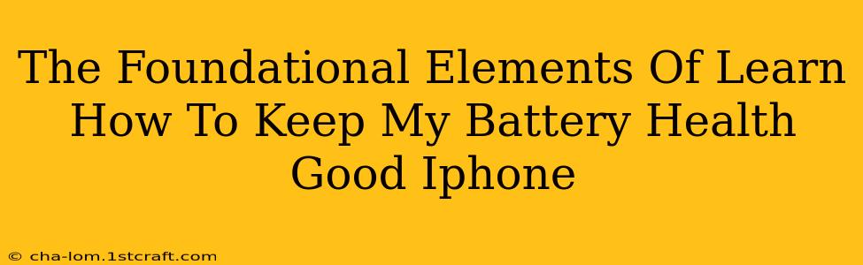 The Foundational Elements Of Learn How To Keep My Battery Health Good Iphone