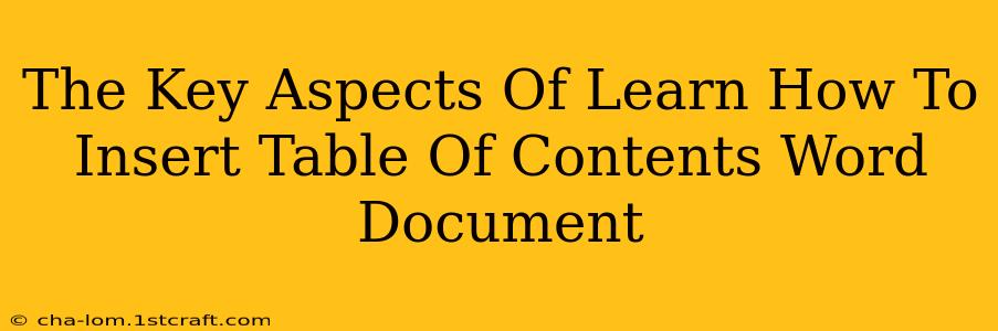 The Key Aspects Of Learn How To Insert Table Of Contents Word Document