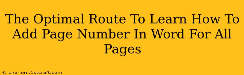 The Optimal Route To Learn How To Add Page Number In Word For All Pages