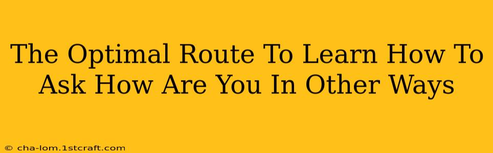 The Optimal Route To Learn How To Ask How Are You In Other Ways