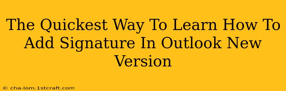 The Quickest Way To Learn How To Add Signature In Outlook New Version