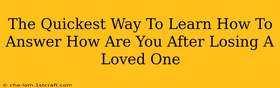 The Quickest Way To Learn How To Answer How Are You After Losing A Loved One