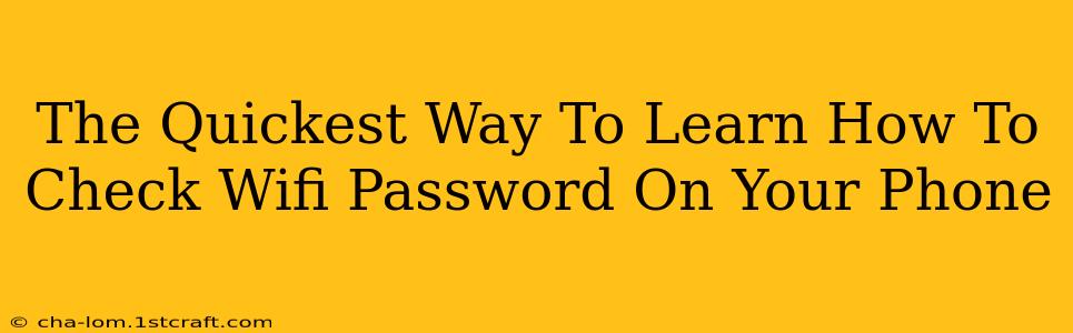 The Quickest Way To Learn How To Check Wifi Password On Your Phone