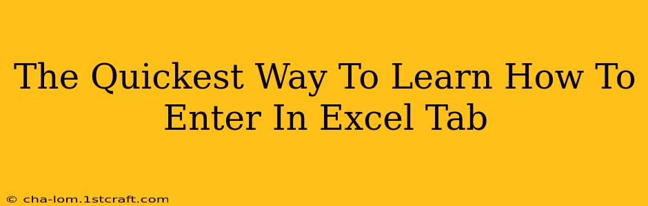 The Quickest Way To Learn How To Enter In Excel Tab