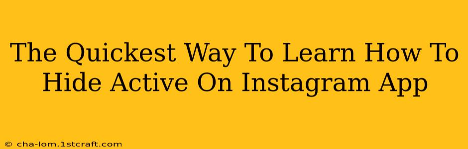 The Quickest Way To Learn How To Hide Active On Instagram App