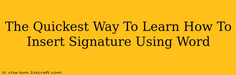 The Quickest Way To Learn How To Insert Signature Using Word