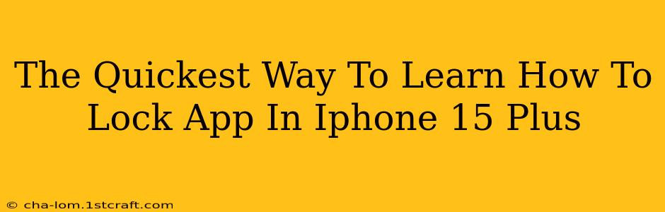 The Quickest Way To Learn How To Lock App In Iphone 15 Plus