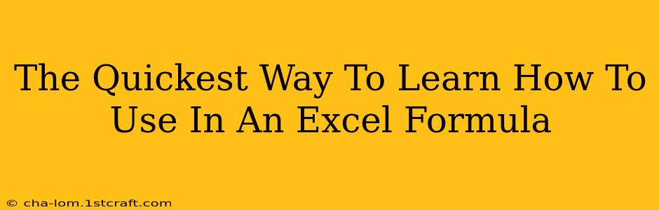 The Quickest Way To Learn How To Use In An Excel Formula